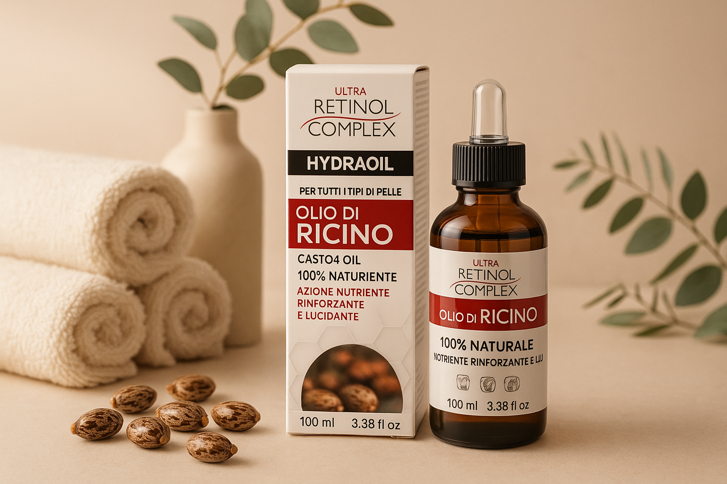 Ultra Retinol Complex Olio Ricino naturale anti-età skincare premium - Nonsolocosmesi www.nonsolocosmesi.it
