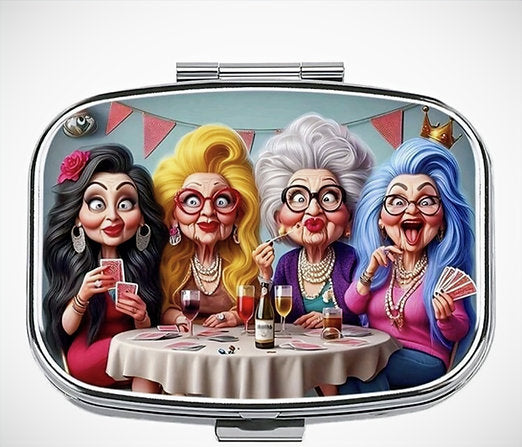 Porta pillole "Amiche al ristorante"