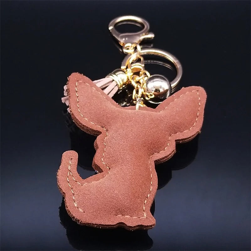 Portachiavi "Cagnolino marrone" con strass