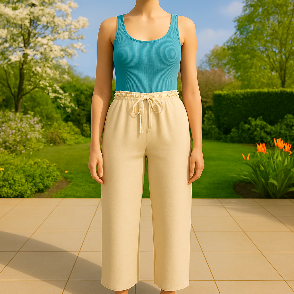 Pantaloni Donna con Vita Elasticizzata e Coulisse