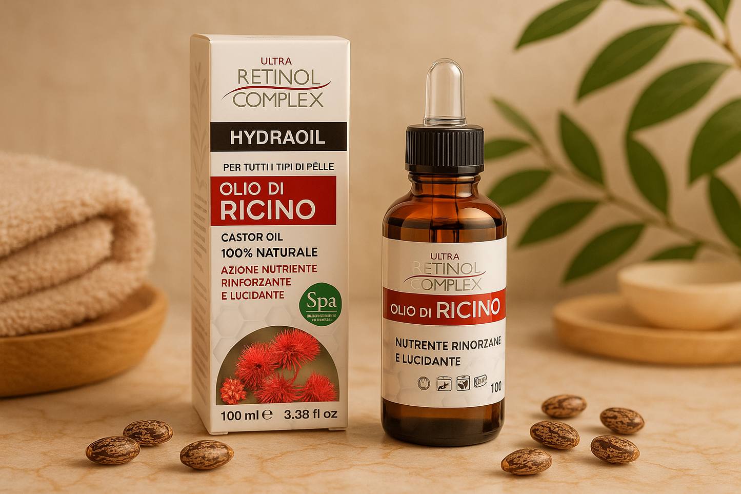 Ultra Retinol Complex Olio di Ricino 100% naturale skincare anti-età - Nonsolocosmesi www.nonsolocosmesi.it