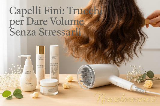 Capelli fini con volume naturale, prodotti volumizzanti haircare, shampoo senza siliconi, spray root lift, phon diffusore per styling capelli sottili - Nonsolocosmesi www.nonsolocosmesi.it