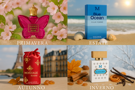 Come scegliere profumo stagione primavera estate autunno inverno fragranze floreali marine speziate gourmand - Nonsolocosmesi www.nonsolocosmesi.it