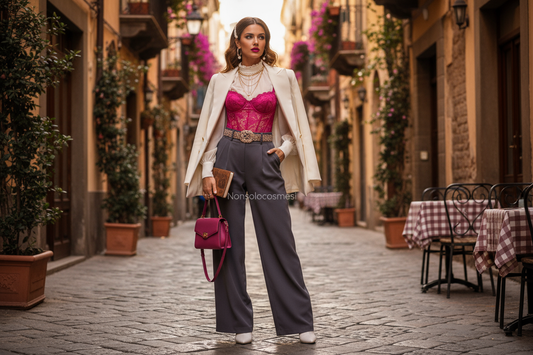 Body corsetto rosa fucsia styling contemporaneo 2025/2026 - Tendenze moda new vintage da Nonsolocosmesi www.nonsolocosmesi.it - Come indossare il corsetto con stile moderno a Macerata