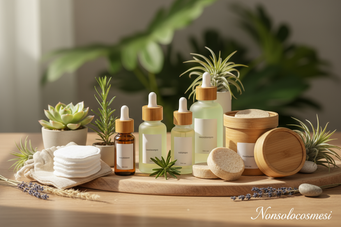Cosmesi sostenibile eco-friendly prodotti naturali green beauty packaging vetro bambù ingredienti biologici zero waste certificazioni - Nonsolocosmesi www.nonsolocosmesi.it