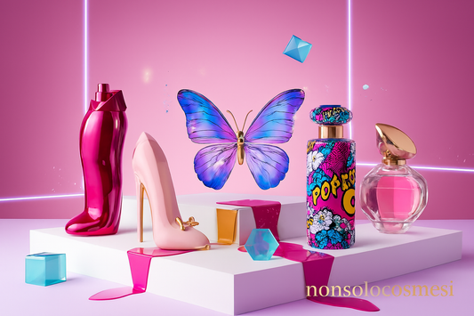 Profumi artistici Gen Z fragranze nicchia design creativo packaging iconico Flights of Fancy Pixel Glam Stiletto Pink giovani TikTok - Nonsolocosmesi www.nonsolocosmesi.it