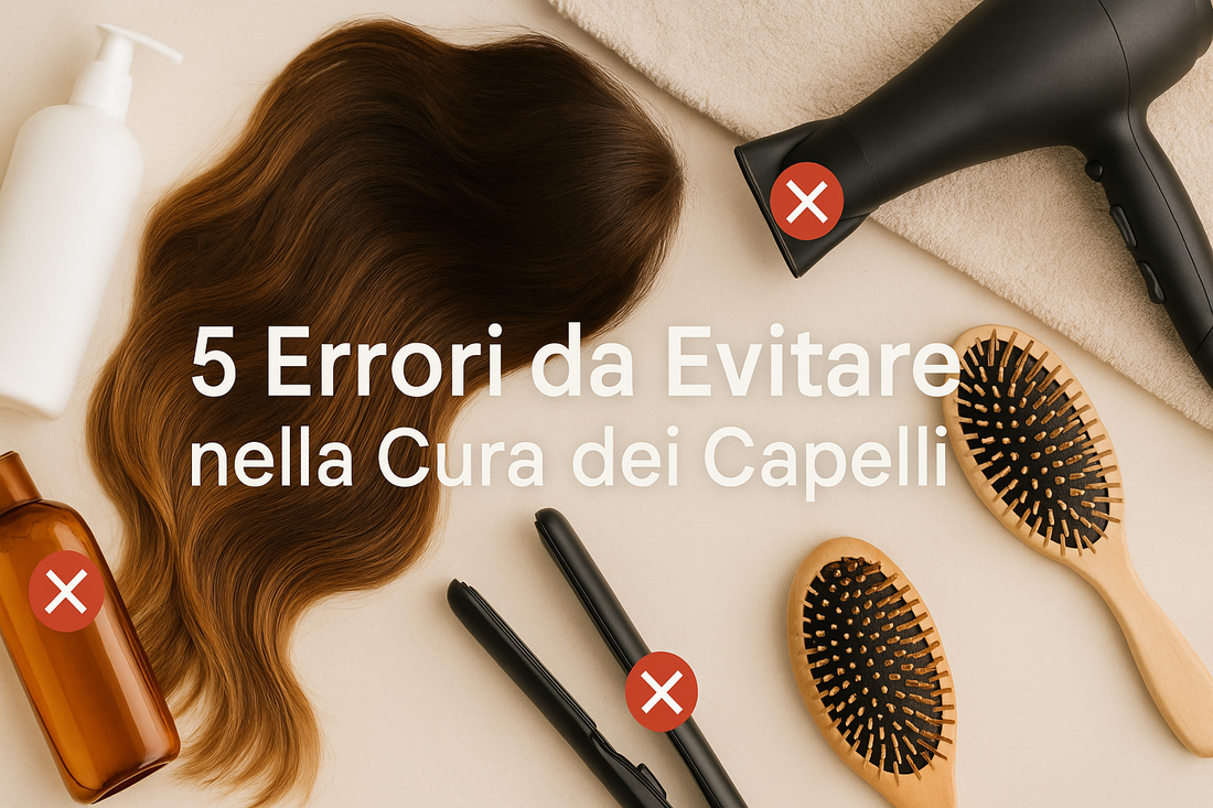 5 errori da evitare nella cura dei capelli: acqua troppo calda, strofinare con asciugamano, pettinatura sbagliata, abuso calore phon piastra, shampoo inadeguato - Guida pratica capelli sani - Nonsolocosmesi www.nonsolocosmesi.it