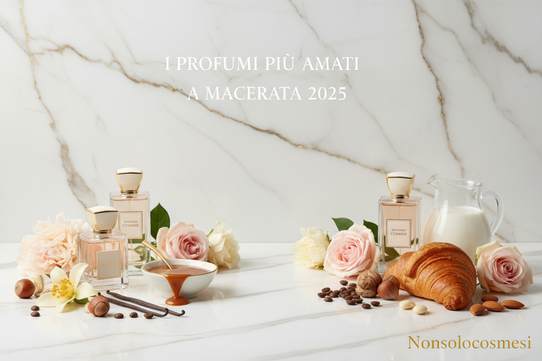 "Profumi più amati Macerata 2025 tendenze gourmand vaniglia caramello latte fiori ingredienti luxury boutique marmo bianco oro - Nonsolocosmesi www.nonsolocosmesi.it"