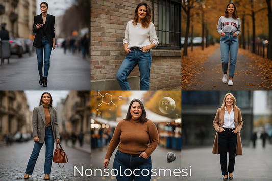 Jeans 2025 2026 modelli fisico età skinny mom fit boyfriend flare straight wide leg donne diverse body type guida abbinamenti tendenze Macerata - Nonsolocosmesi www.nonsolocosmesi.it