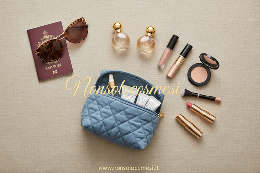 Kit beauty da viaggio perfetto prodotti essenziali travel size skincare makeup profumi bagaglio a mano aereo - Nonsolocosmesi www.nonsolocosmesi.it