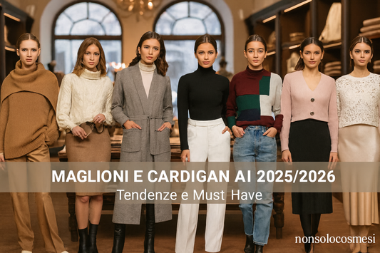 Maglioni e cardigan autunno inverno 2025 2026 tendenze must-have oversize chunky knit dolcevita colorblock cardigan lungo donne diverse modelli cammello crema grigio nero bordeaux verde rosa - Nonsolocosmesi www.nonsolocosmesi.it