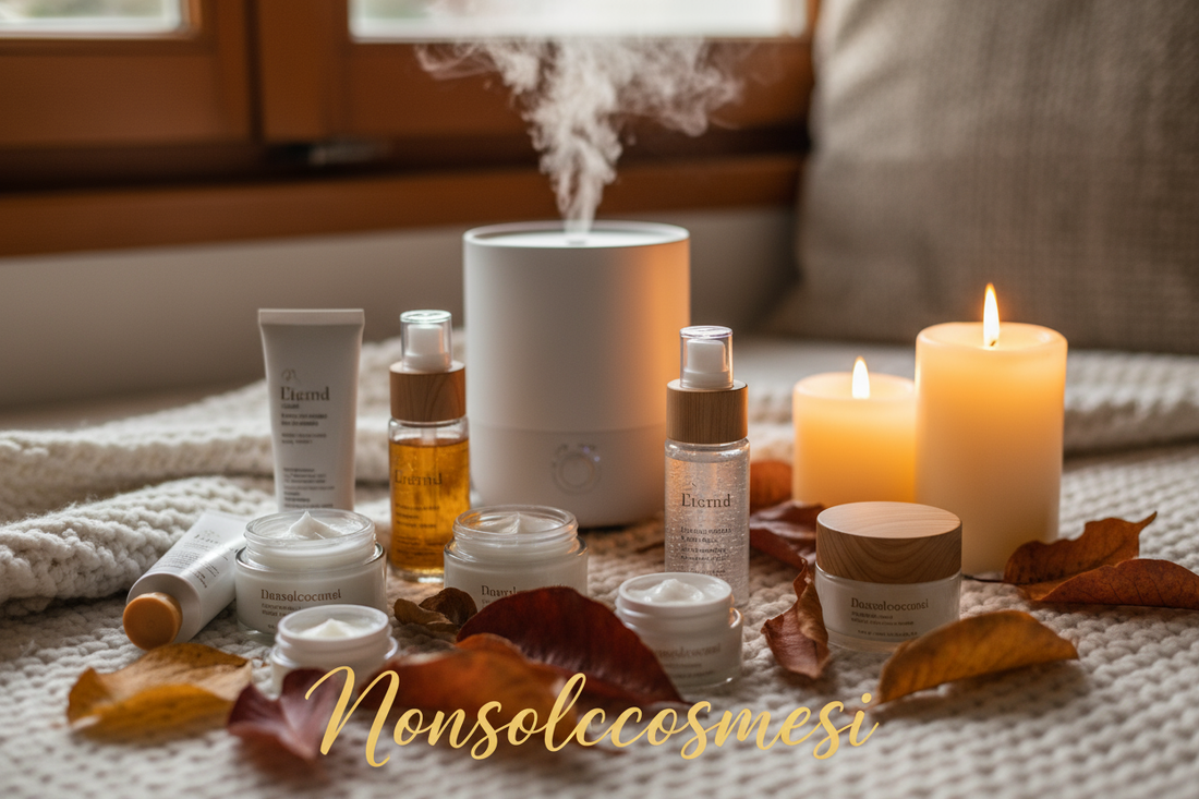 Skincare stagionale autunno inverno con creme nutrienti, oli viso, sieri idratanti e prodotti protettivi per la pelle dal freddo e secchezza - Nonsolocosmesi www.nonsolocosmesi.it