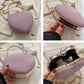 Clutch Cuore Rosa Glitterata con Catena Dorata e Chiusura Gioiello in strass