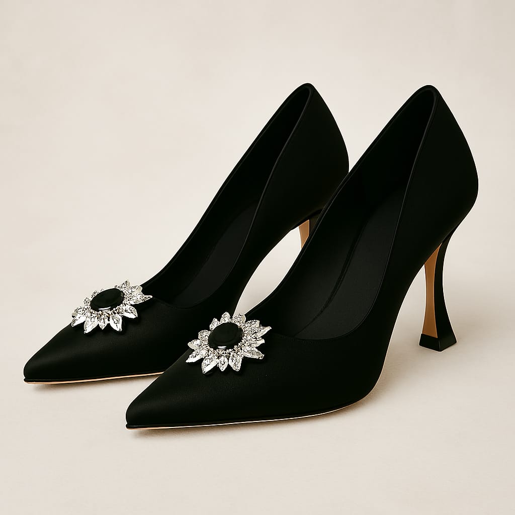 Décolleté Nere in Raso con Gioiello - Nonsolocosmesi www.nonsolocosmesi.it