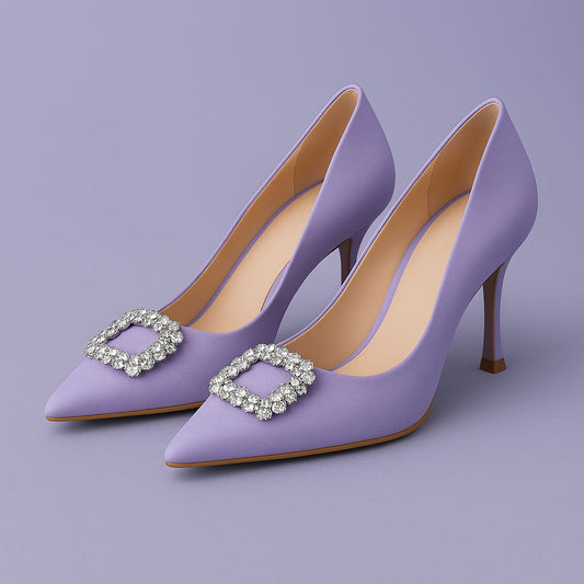 Décolleté in Raso Lilla con Fibbia Gioiello - Nonsolocosmesi www.nonsolocosmesi.it