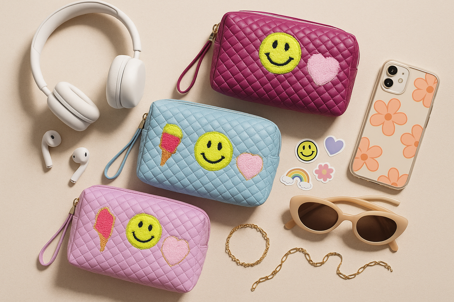 Bustine Trapuntate Emoji Flat Lay Social Media