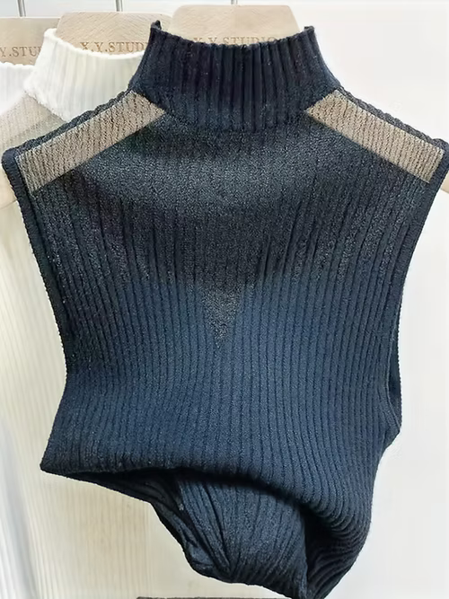 Canotta in maglia con trasparenza