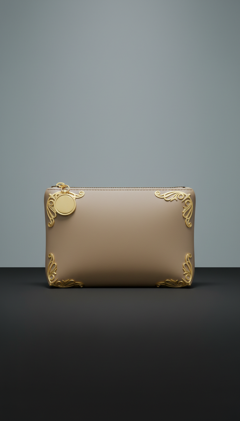 Pochette beauty con dettagli dorati