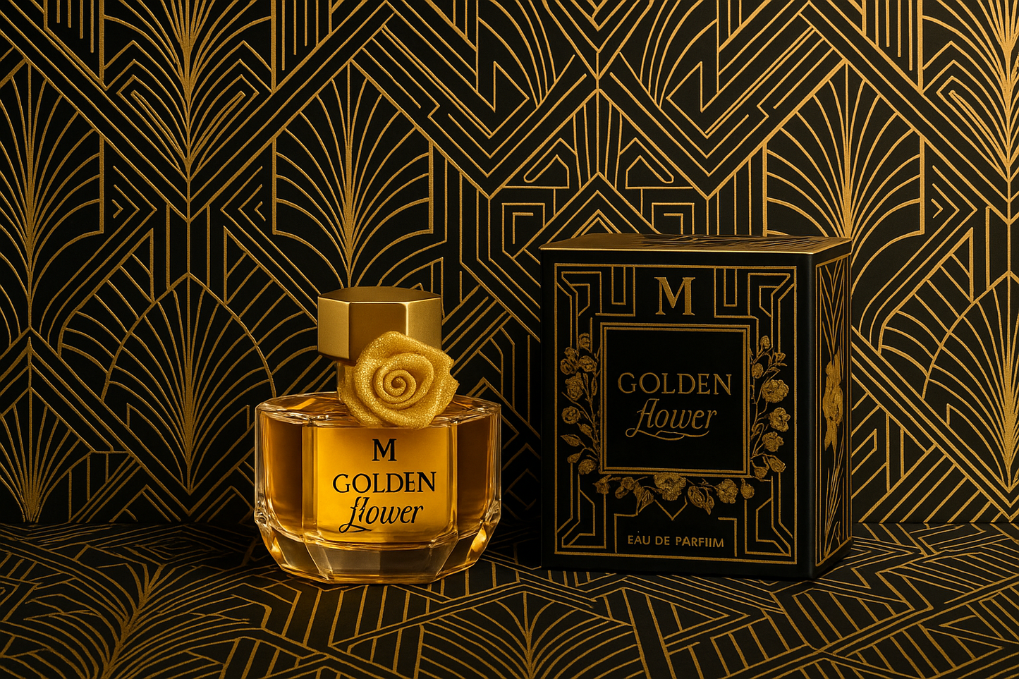 Golden Flower Art Deco Background - Nonsolocosmesi www.nonsolocosmesi.it
