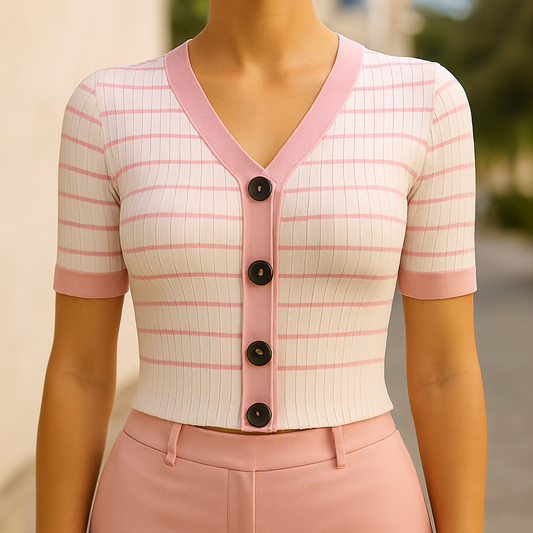 Maglia Cropped Donna a Righe