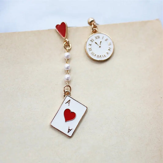 Orecchini "Carta da gioco con orologio"