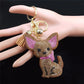 Portachiavi "Cagnolino marrone" con strass