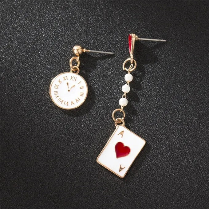 Orecchini "Carta da gioco con orologio"