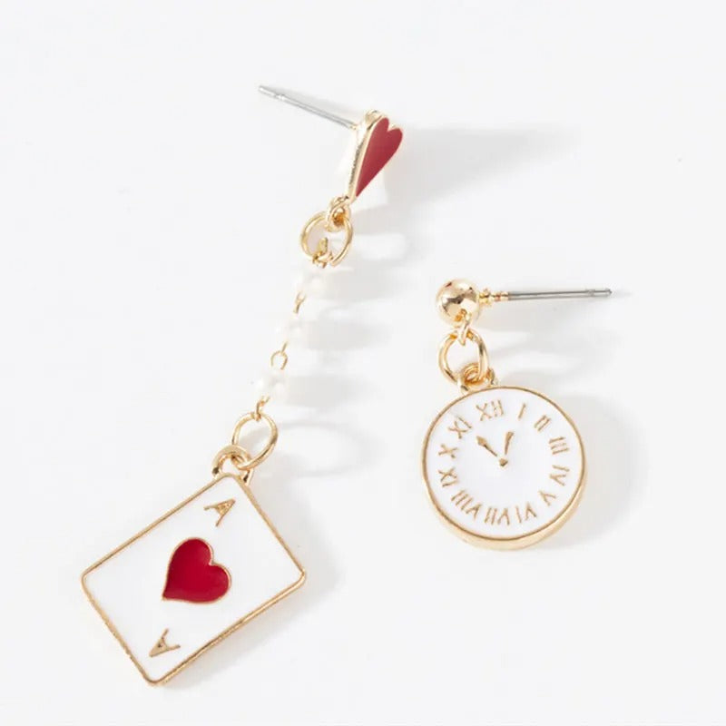 Orecchini "Carta da gioco con orologio"