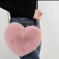 Borsa a Cuore Rosa in Peluche con Tracolla Dorata