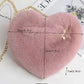 Borsa a Cuore Rosa in Peluche con Tracolla Dorata